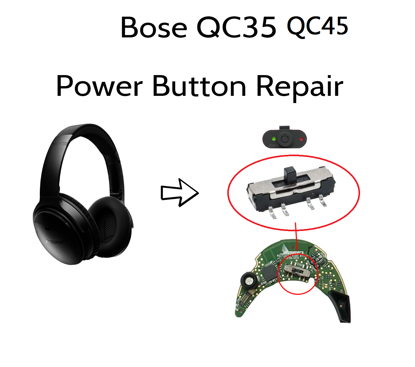 Repalcement Power Button and S - огляд і ціна Bose Headphone Qc45