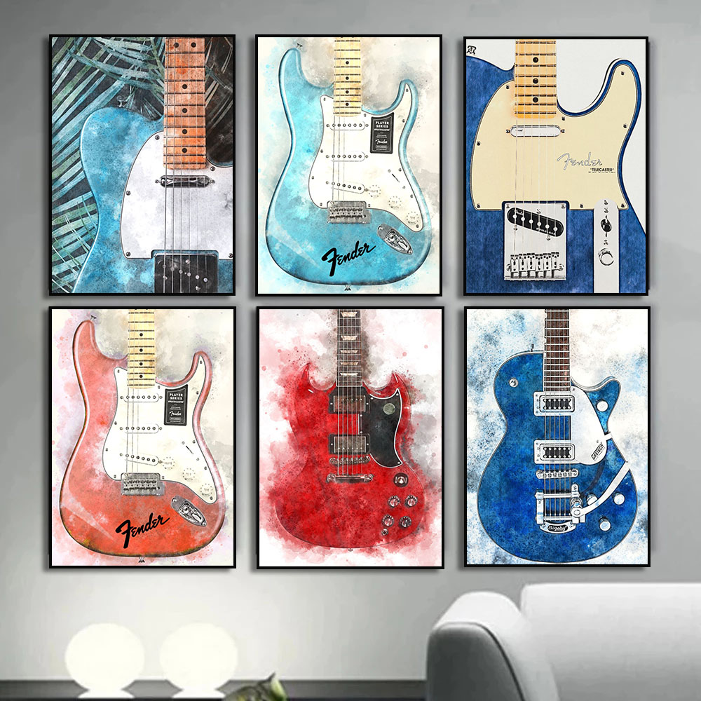 Vintage Rock Music Guitar Canv - огляд і ціна Picture Of Musical Instrument