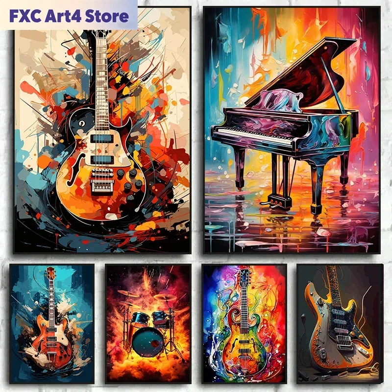 Frameless Abstract Colorful Ar - огляд і ціна Picture Of Musical Instrument